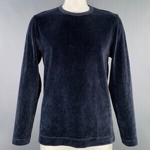 OUR LEGACY Size 42 Navy Velour Cotton Blend Crew Neck Pullover